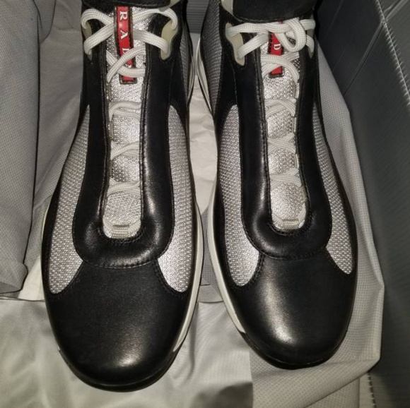 NIB 100% Auth Prada Leather & Mesh Trainer Sneaker - Picture 5 of 8